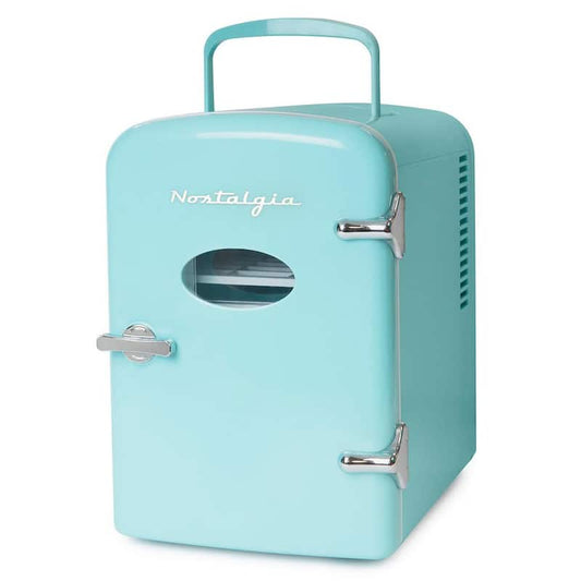 0.4 cu.ft. Retro 6-Can Personal Mini Refrigerator in Aqua without Freezer